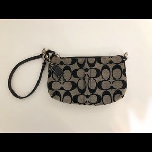 Coach Black & Gray Signature Wristlet Pouch